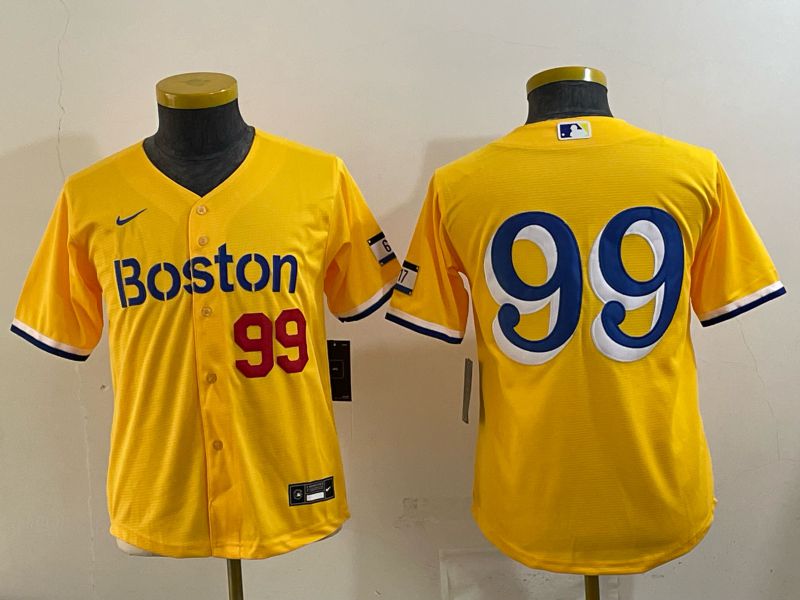 Youth 2025 Boston Red Sox #99 No Name Yellow Nike MLB Jersey 03->youth mlb jersey->Youth Jersey